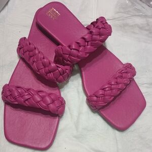 SHEIN pink braided flat sandals